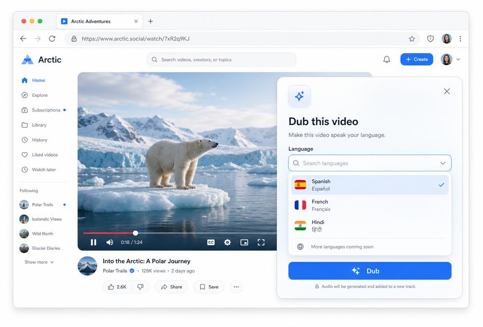 Dub any video in place
