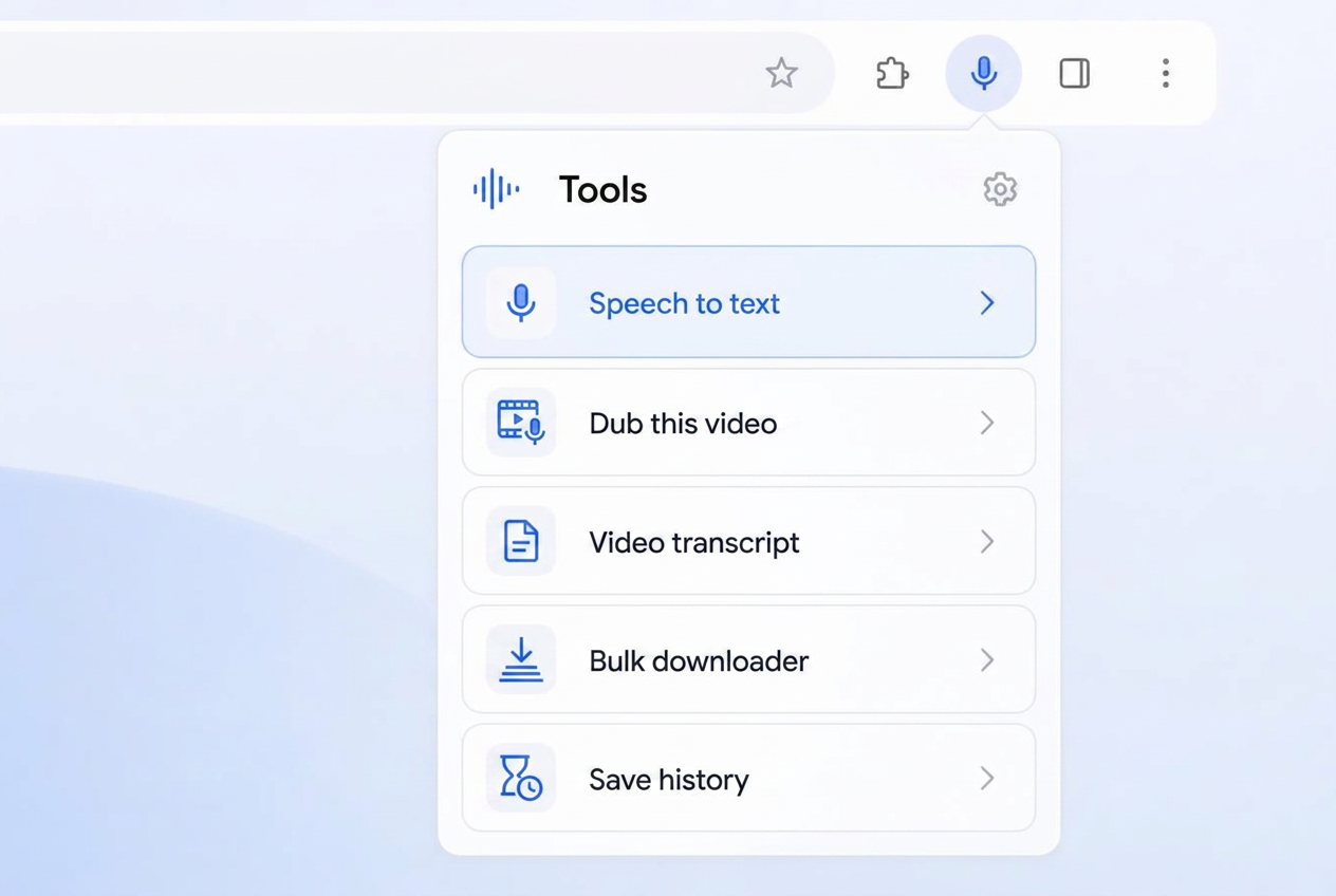 Speech to text in the tools row